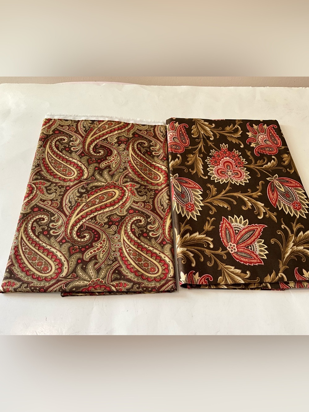 Moda #3839+4021 Cotton Quilting Sewing Fabric Lot Brown Red Tan Cream Paisley